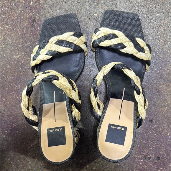 Dolce Vita Black and Cream Braided Mules - Picture 3 of 6